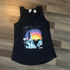 Port and Company Black Tank Top with NASA Space Design